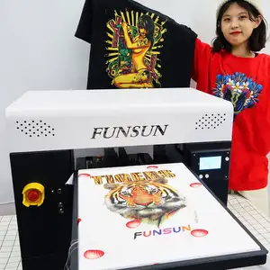 FUNSUN-طابعة مسطحة رقمية مخصصة A3 ، آلة طباعة الملابس مباشرة ، تي شيرت ، سعر المصنع ، عرض كبير