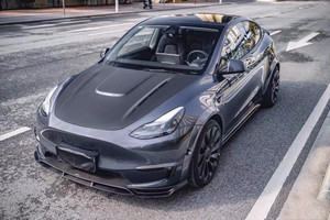 Kit carrosserie en fibre de carbone style CMST pour Tesla Model Y : Lame avant, jupes latérales, diffuseur, spoiler, capot - Product Image 5