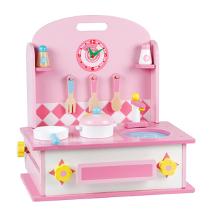 Nuovo Prodotto Set <span class=keywords><strong>Cucina</strong></span> e Cassettiera in Legno Rosa Portatile 2-in-1 Giocattolo Educativo <span class=keywords><strong>Montessori</strong></span> per Bambine CE - Product Image 2