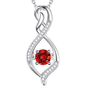 Ciondolo Solitario in Argento 925 con Rubino e Accenti di Diamanti, Gioiello Romantico da Donna - Product Image 1