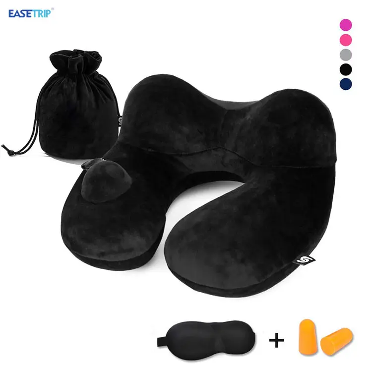 Airplane Travel Set Inflatable Travel Neck Pillow with Eye Mask and Earplug