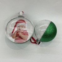 Boule de Noël en plastique transparente, demi-pailletée, pour insertion d'image par sublimation, ornement vierge multi-tailles