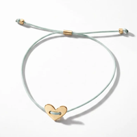 Bracelet en acier inoxydable personnalisable avec perles, breloque en forme de cœur, cordon tressé réglable, bijou romantique, cadeau d'amour