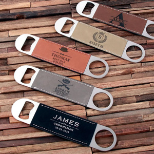 Abridor de botellas de cerveza retro de cuero PU transfronterizo, personalizado con grabado láser, creativo y portátil para restaurantes - Product Image 1