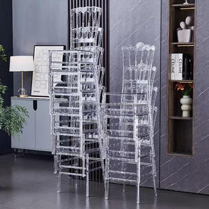 Fourniture ronde noire fête en plein air chaise en cristal transparent monobloc banquet d'événement de mariage chaises en acrylique transparent - Product Image 6