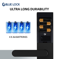 Poignée de porte numérique intelligente Bluelock Black TTlock avec WiFi Tuya, biométrique, empreinte digitale, carte, mot de passe pour usage domestique dans les hôtels/appartements