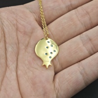 Collier pendentif judaïque en argent sterling 925 grenade rubis bijoux juifs