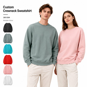 Sweat-shirt à col rond pour homme avec logo personnalisé, unisexe, vente en gros, streetwear haut de gamme, pull en molleton uni, tailles S-4XL, vert sauge, ébène - Product Image 1