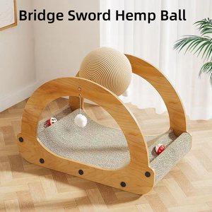 Rascador de gato de papel corrugado moderno de alta calidad, almohadilla duradera de sisal y yute con bola - Product Image 2