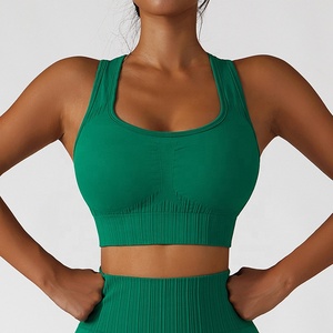 Soutien-gorge de <span class=keywords><strong>sport</strong></span> sans couture pour femmes, nouveau style, rembourré, solide, col rond, dos nageur, solide, <span class=keywords><strong>sport</strong></span> - Product Image 6