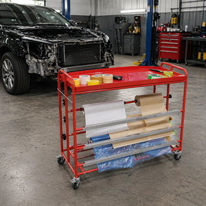Carro de preparación de pintura para carrocerías de automóviles, de metal de alta resistencia, de lujo, con bandeja grande de 36 pulgadas y dispensador automático de papel y plástico - Product Image 6