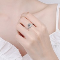 Bague en argent sterling 925 avec moissanite, taille brillant rond, style bypass, pour femme, vente en gros