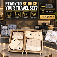 Ensemble de 7 cubes de rangement de voyage personnalisés OEM avec panneaux en maille et pochettes pour accessoires, pour organiser les vêtements dans les bagages