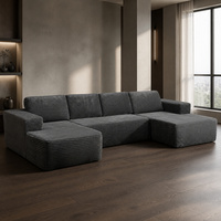 Canapé d'angle moderne en tissu velours côtelé, ensemble modulable de luxe pour salon de villa