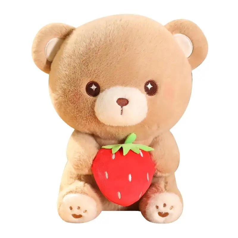 Nuevo diseño de peluche de oso Polar de fresa, juguetes de peluche, osos de peluche de frutas lindos, osos marrones, blancos y rosas, muñecas para decoración de cama