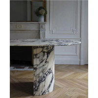 HZX Design de luxe personnalisé en marbre naturel Calacatta Viola pour meubles, table à manger de haute qualité avec plateau à base cannelée