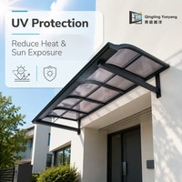 Auvent moderne en aluminium avec toit en polycarbonate, abri imperméable incurvé pour jardin, patio, couloir