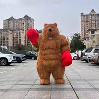 Costume de mascotte gonflable géant en peluche d'ours brun pour Noël, fête d'adultes, cosplay, avec casque personnalisable
