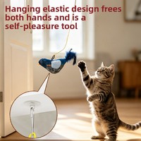 Jouet de chasse pour chat CT610 : oiseau en peluche avec ventouse, corde élastique suspendue et générateur de sons intégré pour l'auto-entretenissement