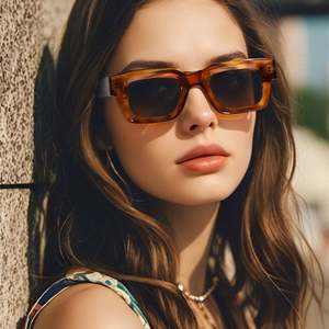 Lunettes de soleil polarisées carrées TR90 UV400, monture large, style rétro, pour hommes et femmes, avec logo personnalisé, collection 2025 - Product Image 2