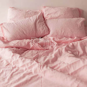 Nedeins — parure <span class=keywords><strong>de</strong></span> lit en lin, style romantique, couleur rose cerise, doux, 100% pur, 1 drap-<span class=keywords><strong>housse</strong></span>, 2 taies d'oreiller, 1 <span class=keywords><strong>housse</strong></span> <span class=keywords><strong>de</strong></span> <span class=keywords><strong>couette</strong></span>, 4 pièces - Product Image 4