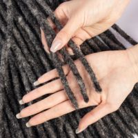 Prix de gros 100% cheveux humains faits à la main (largeur 0.6cm) sel et poivre Sisterlocks Dreadlocks Extensions