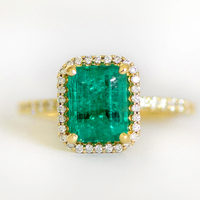 Hailer jóias melee moissanite 2022, na moda 7x9mm, halo design colômbia verde 10/14/18k, anéis esmeralda laboratório dourado
