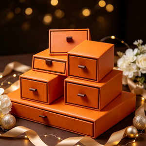 FORTE - Cajas de Joyería Personalizadas de Papel Naranja de Lujo al por Mayor con Cierre de Cordón, Logotipo de Alta Calidad - Product Image 4