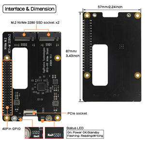 Boîtier Geekworm X1004 Dual 2280 NVMe SSD pour Raspberry Pi 5 E104 - Product Image 2