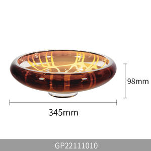 Grosir dekorasi kristal kaca peralatan makan berlapis emas kaca dekorasi buah piring mangkuk sayuran - Product Image 2