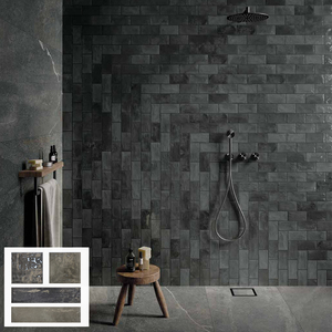 Black and gray / grey color glazed surface rustic design subway wall tile looked like brick for hall