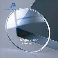 Verres de lunettes unifocaux HMC Pioneer Optical 1.499/1.56/1.60/1.67/1.74 en résine anti-lumière bleue, verres ophtalmiques HC