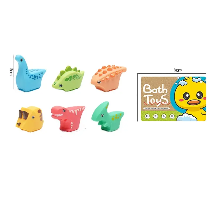 New Design Summer Bath Toys Cute Colorful Dinosaur Rubber Animal Toys Vinyl Bath Toys For Children Play