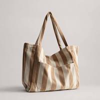 Sac à main à bandoulière rayé personnalisé sac à provisions de travail personnalisé écologique grand sac fourre-tout en toile vierge poche logo personnalisé