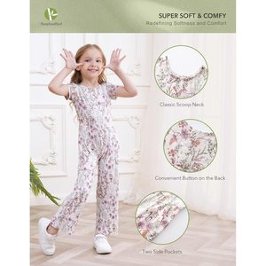 BambooBud Girl's Jumpsuit Soft Long Pants High Waist Cute Daily Wear Outfit Viscose From Bamboo Kids Clothes - Product Image 2