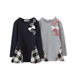 Robe d'uniforme scolaire à manches longues imprimée à carreaux avec nœud pour enfants et bébés filles, vente en gros, provenance Chine - Product Image 1