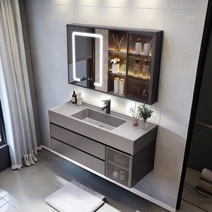 Mobile Bagno Integrato in Lastra <span class=keywords><strong>di</strong></span> <span class=keywords><strong>Roccia</strong></span>, Lusso Leggero, Combinazione Semplice e Moderna, Set Lavabo Bagno - Product Image 3