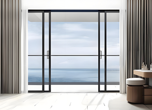 Porte coulissante moderne simple en aluminium étroite à double vitrage en verre trempé, isolation phonique, caractéristiques d'économie d'énergie, intérieur/extérieur - Product Image 3