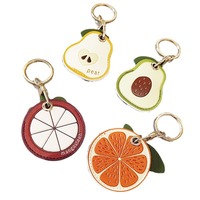 Porte-clés en cuir PU motif fruits et légumes, porte-cartes, breloque de sac, ornement suspendu imprimé