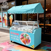 Chariot de vente ambulante pour glaces et sorbets 2026, vitrine pour glaces, tricycle, vente en gros
