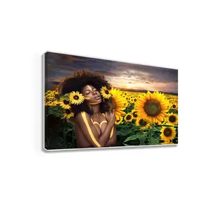 Canvas custom digital hd prints sexy African women sunflower print picture on the wall Art painting
