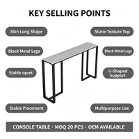 Nouvelle table console de style moderne en métal noir de luxe, design élégant pour la maison et l'hôtel, prix de gros