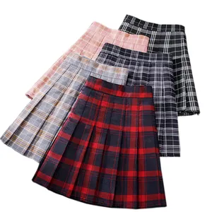 Faldas cortas plisadas a cuadros para mujeres y niñas, Sexy de estilo universitario minifalda, color negro y rosa, para Otoño y verano, VD2327