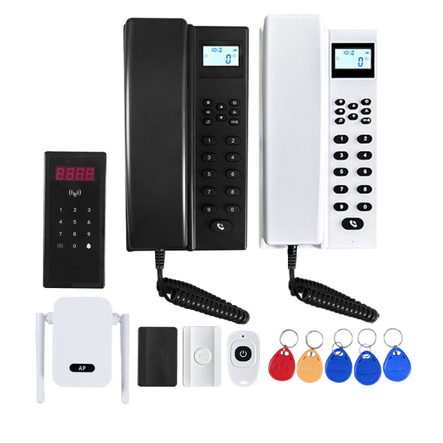 Upgraded Wireless Audio Intercom Phone with LCD Black/White Wireless Intercom for Hotel Office Hospital