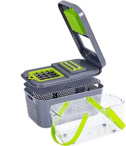 Multifunctional 16-in-1 Hand Stainless Steel <b>Vegetable</b> Mandoline Slicer Veggie Food <b>Chopper</b> Onion Cutter Dishwasher Safe - Product Image 1