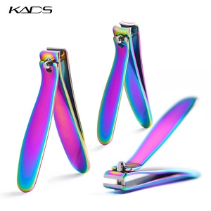 KADS 3Pcs <b>Rainbow</b> Stainless Steel Nail Clippers Kit with Glass Nail File, 360° Rotating Handle Manicure Pedicure Tools Set - Product Image 4