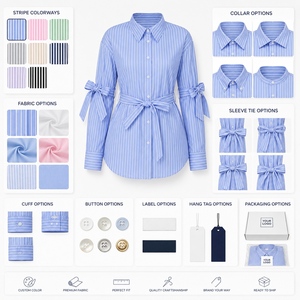 Nuova Camicetta <span class=keywords><strong>Chic</strong></span> Europea 2024 Personalizzata con Stampa a Righe, Vita Stretta e Maniche Lunghe per <span class=keywords><strong>Donna</strong></span>, Produttore di <span class=keywords><strong>Abbigliamento</strong></span> - Product Image 4