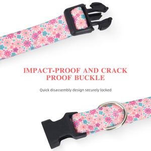 ปลอกคอสุนัขแบบปรับได้ พิมพ์ลายดอกไม้สีชมพูหลากสี น่ารัก สำหรับสุนัขขนาด XS เล็ก กลาง ใหญ่ 6 สี ขายส่ง จัดส่งเร็ว - Product Image 4