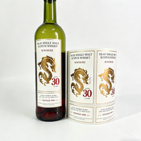 Etiqueta de Vino Personalizada de Lujo con Relieve, Impresión de Etiquetas Autoadhesivas de Papel Kraft Impermeable para Botellas de Whisky/Café