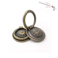 Gagang Tarik Cincin dari Paduan Seng Warna Perunggu Antik, Kenop Laci Lubang Tunggal, Cincin Tarik Furnitur Bulat Retro untuk Lemari, Meja Rias, dan Lemari Pakaian